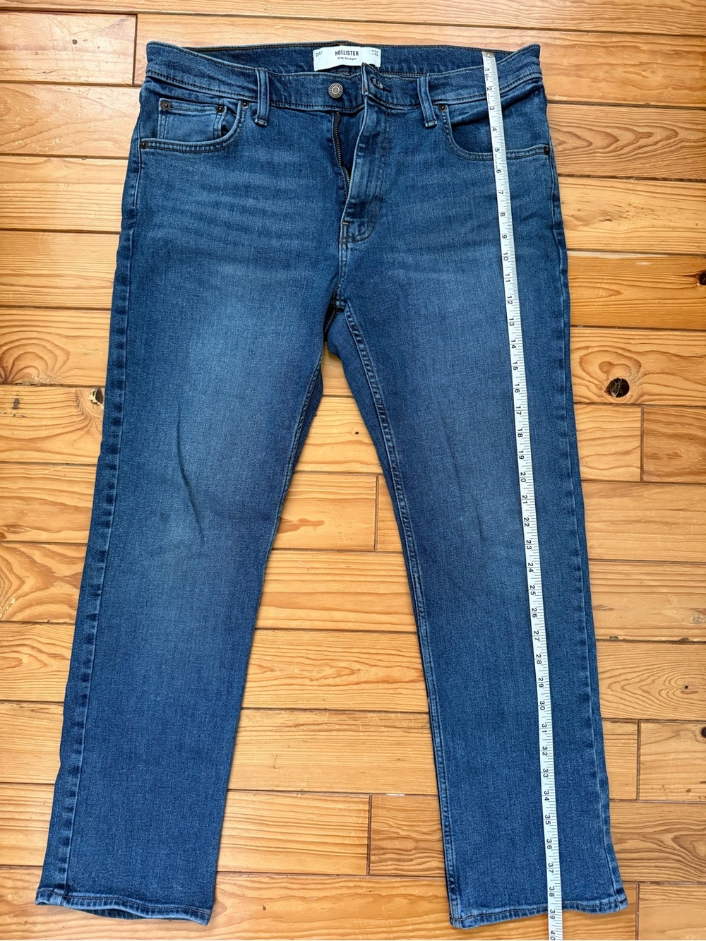 Hollister Men’s Slim Straight Jeans — Mid Wash Blue